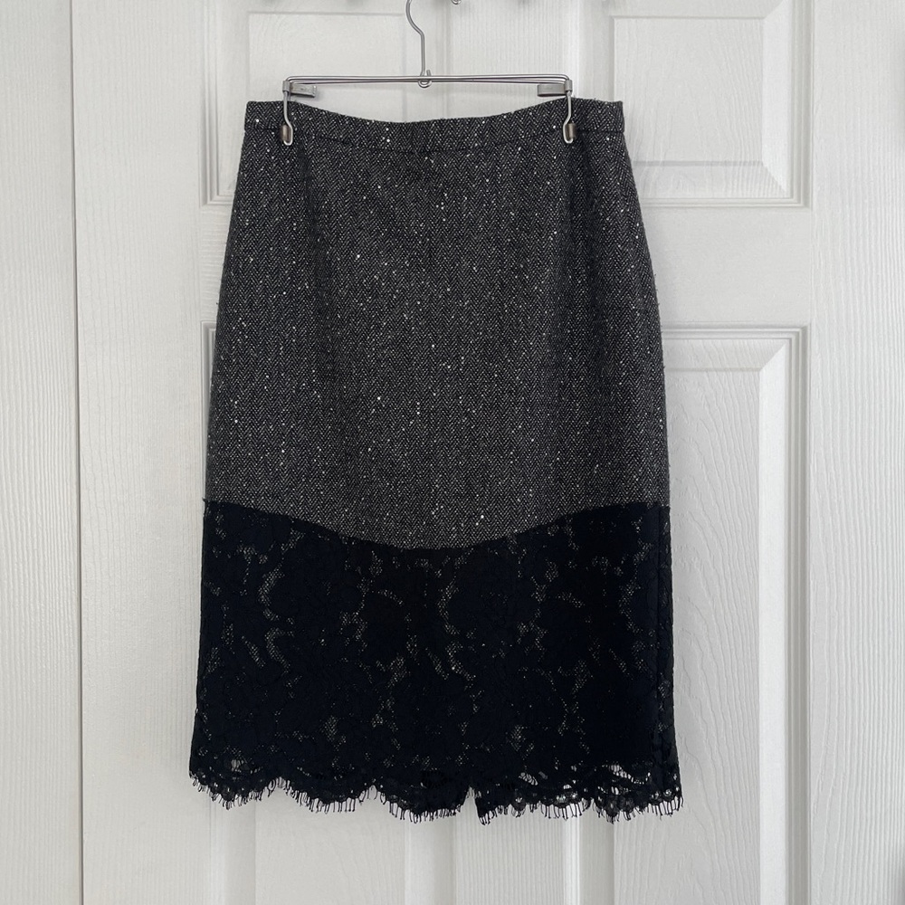 J.CREW TWEED LACE PENCIL SKIRT